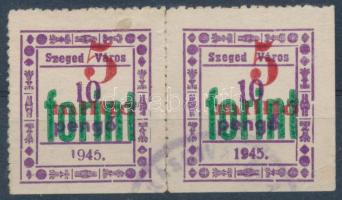1945 Szeged 5Ft/10P illetékbélyeg párban