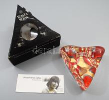 Kosta Boda színes csíkos mécsestartó, dobozában, 10x10 cm