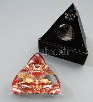 Kosta Boda színes csíkos mécsestartó, dobozában, 10x10 cm