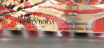 Kosta Boda színes csíkos mécsestartó, dobozában, 10x10 cm