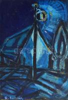 D. Borbély Gizella (1920-1994): Éjszakai fények. Kréta, papír. jelzett. 50x35 cm