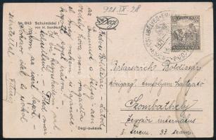 1921 Képeslap Arató 60f bérmentesítéssel, "A MAGYAR POSTABÉLYEG EMLÉKÉRE / BUDAPEST" alkalmi bélyegzéssel