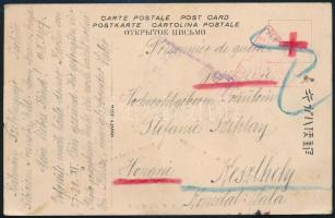 1917 Hadifogoly képeslap Szibériából a transzbajkáli vasútvonalon át Keszthelyre küldve, japán képes...