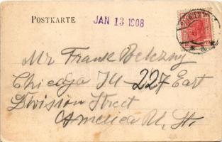 1908 Chemnitz, Schlossteich m. Schlosskirche, Markt / castle church and pond, market. Kunstanstalt E...