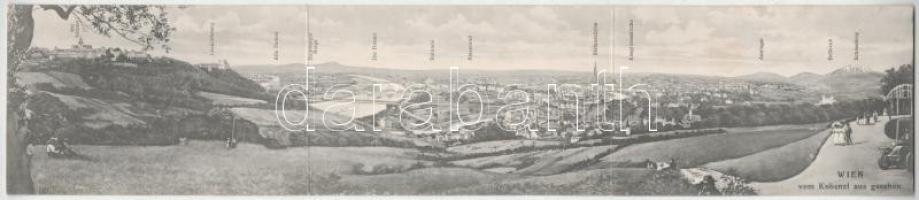 Wien, Vienna, Bécs; Wien vom Kobenzl aus gesehen. Verlag Josef Popper / general view. 3-tiled folding panoramacard (fl)