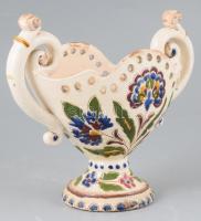 Bozsik Kálmán (1872-1959): Talpas kínáló, jelzett, mázkopással, 24x20 cm