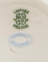 Limoges antik csésze alátéttel, jelzett, kopással, 13,5 cm