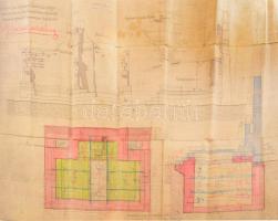 1913 Budafok, Tekintetes Gebauer József úr és neje részére az új köztemetőben építendő családi sírbolt tervrajza, Kiviteli példány, 1 : 20, Werner Károly műépítész jelzett tervrajza, kissé viseltes állapotban, 51x68,5 cm. (Gebauer József (1878-1928), a Ferenc körút és Üllői út sarkán található épületben 1891-től 1909-ig működött kávéház tulajdonosa.)