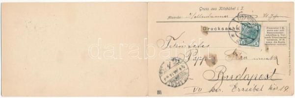 1906 Kitzbühel (Tirol), Kitzbühelerhorn-Panorama. Verlag von Franz Reisch / mountain view. 2-tiled f...