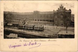 Brussels, Bruxelles; La Caserne du Petit-Chateau / military barracks, castle, train (Rb)