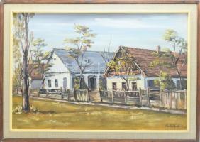 Bobák László (1950-): Jászárokszállási utca. Olaj, farost, jelzett. Keretben, 48×71 cm