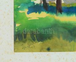 Jánossy Ferenc (1926-1983): Gyulai Kálmánnál. Akvarell, papír, jelzett, üvegezett fakeretben, hátold...