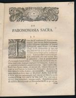 1737 [Michaelis, Christian Benedict (1680-1764)]: Dissertationem inauguralem de paronomasia sacra, D...