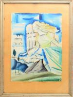 CJP Paris jelzéssel: Angyal, 1938. Akvarell, papír, hátoldalán román kiviteli bélyegzővel, apró folt...