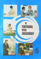 cca 1960/70 A tisztaság védi egészségét. Egészségügyi Felvilágosítási Központ plakát, hajtott, 82x56 cm