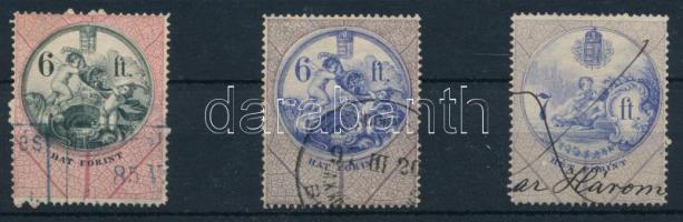 1881 6 Ft, 1891 6Ft , 1891 7Ft illetékbélyegek