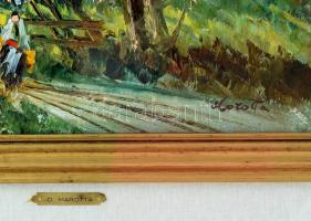 Marotta jelzéssel: A természet ölén. Olaj, vászon, üvegezett fakeretben, 30×40 cm