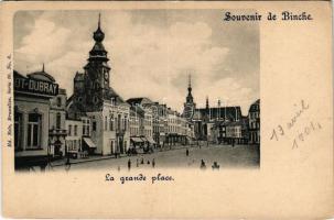 1901 Binche, La grande place, Dubray. Ed. Nels Serie 10. No. 6. / main square, shops (EK)