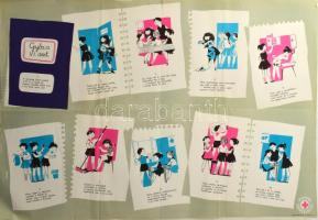 cca 1970 T. Gerő Zsuzsa: Győz a VI. oszt. Magyar Vöröskereszt plakát, lapszéli sérüléssel, hajtott, 47x69 cm