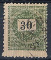 1889 30kr magasabbra fogazva, a fogazógép megugrott