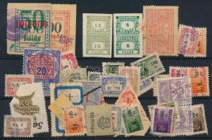 Illetékbélyeg tétel: helyi és országos kiadások, hozzá segélybélyegek