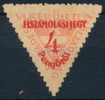 Budapest VI. ker. elszámolási jegy 4P a hátoldalon a bélyegkép gépszínátnyomatával