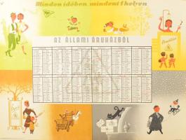 cca 1960 Minden időben minden 1 helyen az Állami Áruházból. Plakát, 41x57 cm