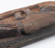 Afrikai falikép, faragott fa, felakasztható, 25x15 cm