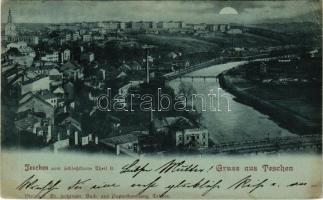 1899 (Vorläufer) Cieszyn, Teschen; general view at night in moonlight. Verlag v. Ed. Feitzinger (EK)