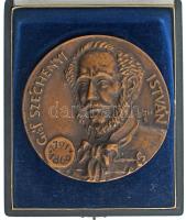 Tóth Sándor (1933-2019) ~1980. "Gróf Széchenyi István / A TUDOMÁNYOS EMBERFŐ MENNYISÉGE A NEMZET IGAZI HATALMA - Hitel" kétoldalas, öntött bronz emlékérem, nem saját tokban (100mm) T:UNC