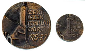 1987. "Szentlélek Templom Győr 1985-87" egyoldalas, öntött bronz emlékérem pár, 2xklf méretben (50mm és 87mm) T:AU