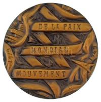Franciaország 1970. "De la Paix Mondial Mouvement" kétoldalas bronz plakett. Szign.: Sinde...