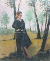 Kern jelzéssel: Merengő. Olaj, vászon. Sérült. 60x50 cm