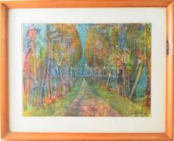 Faller László (Laszlo Faller, 1930-1996): Színes erdő, 1987. Akvarell, papír. Jelzett. Üvegezett fak...