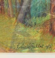 Faller László (Laszlo Faller, 1930-1996): Színes erdő, 1987. Akvarell, papír. Jelzett. Üvegezett fak...