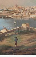 Mahon, Menorca.szigetén nagyméretű litografált látkép. Madrid, 1880 Font y Vidal, Joan 88x30 cm Pasz...