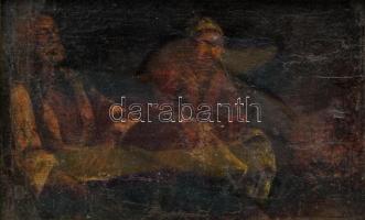 Jelzés nélkül: Házaspár. Olaj, vászon, kissé sérült. Hátoldalán Szépművészeti Múzeum 125/93 sz. bírá...