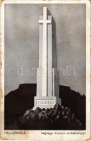 Celldömölk, Sághegyi trianoni emlékkereszt, irredenta propaganda (kopott sarkak / worn corners)