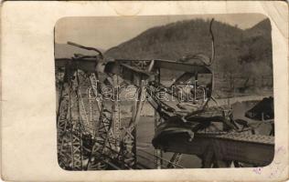 1916 Déda, Deda; első világháború, felrobbantott vasúti híd / WWI Austro-Hungarian K.u.k. militar, blown up railway bridge. photo (EB)