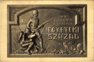 1931 M. kir. 1. honvéd gyalogezred egyetemi század emléktáblája / Hungarian military, memorial plaque (szakadás / tear)