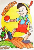 cca 1980 Walt Disney Pinokkió, amerikai rajzfilm plakát. Békéscsaba, Békés Megyei Nyomdaüzem Vállalat. 60x42 cm