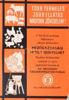 cca 1970 Gönczi-Gebhardt Tibor (1902 - 1994): Több termelés / jobb ellátás / nagyobb jövedelem! Országos Takarékpénztár Fiókjai reklámplakát, kis gyűrődéssel, 47x34 cm