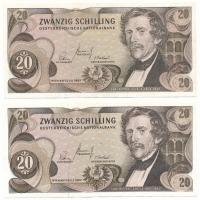 Ausztria 1967. 20Sch (2x) T:F, szép papír Austria 1967. 20 Schilling (2x) C:F, fine paper Krause P#142