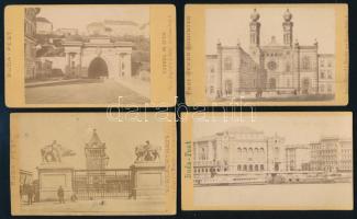 cca 1875 Budapesti városképek, 4 db keményhátú fotó, 10,5×6,5 cm