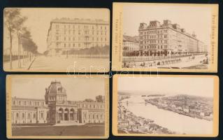 cca 1875 Budapesti városképek, 4 db keményhátú fotó, 10,5×6,5 cm