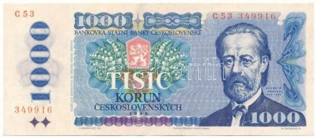 Csehszlovákia 1985. 1000K "C 53 349916" T:F, szép papír Czechoslovakia 1985. 1000 Korun "C 53 349916" C:F, fine paper Krause P#98