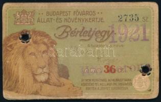 1921 Budapest Főváros Állat- és Növénykertje bérletjegy keményhátú fotó hátoldalán