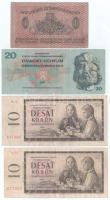 Csehszlovákia 1919. 1K "123" + 1960. 10K (2x) + 1970. 20K T:F,VG Czechoslovakia 1919. 1 Koruna "123" + 1960. 10 Korun (2x) + 1970. 20 Korun C:F,VG