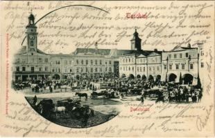 1900 Cieszyn, Teschen; Demelplatz / square, town hall, shop of Karl Prochaska, beer hall. Verlag Hutterer (Rb)