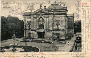 1905 Bielsko-Biala, Bielitz; Theater / theatre, tram. Verlag B. Loinger (EB)